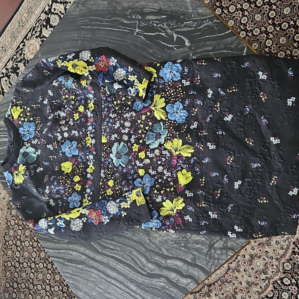 ERDEM: Royal Duchess Black Floral Long Sleeve Dress - Picture 3 of 9